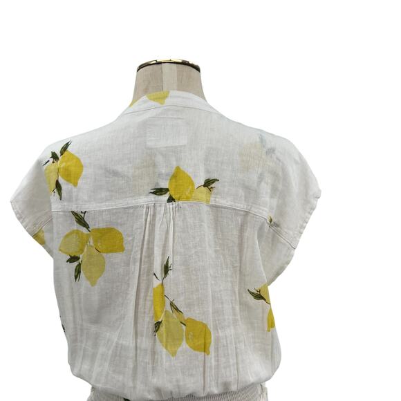 Rails Angelina Dress Mini Linen Citronnade Lemon Print White Yellow Size Small - Picture 8 of 13